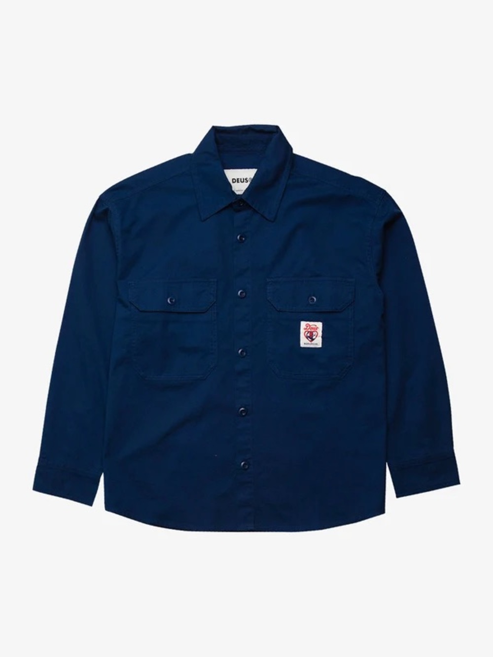 Navy Button-Front Work Shirt